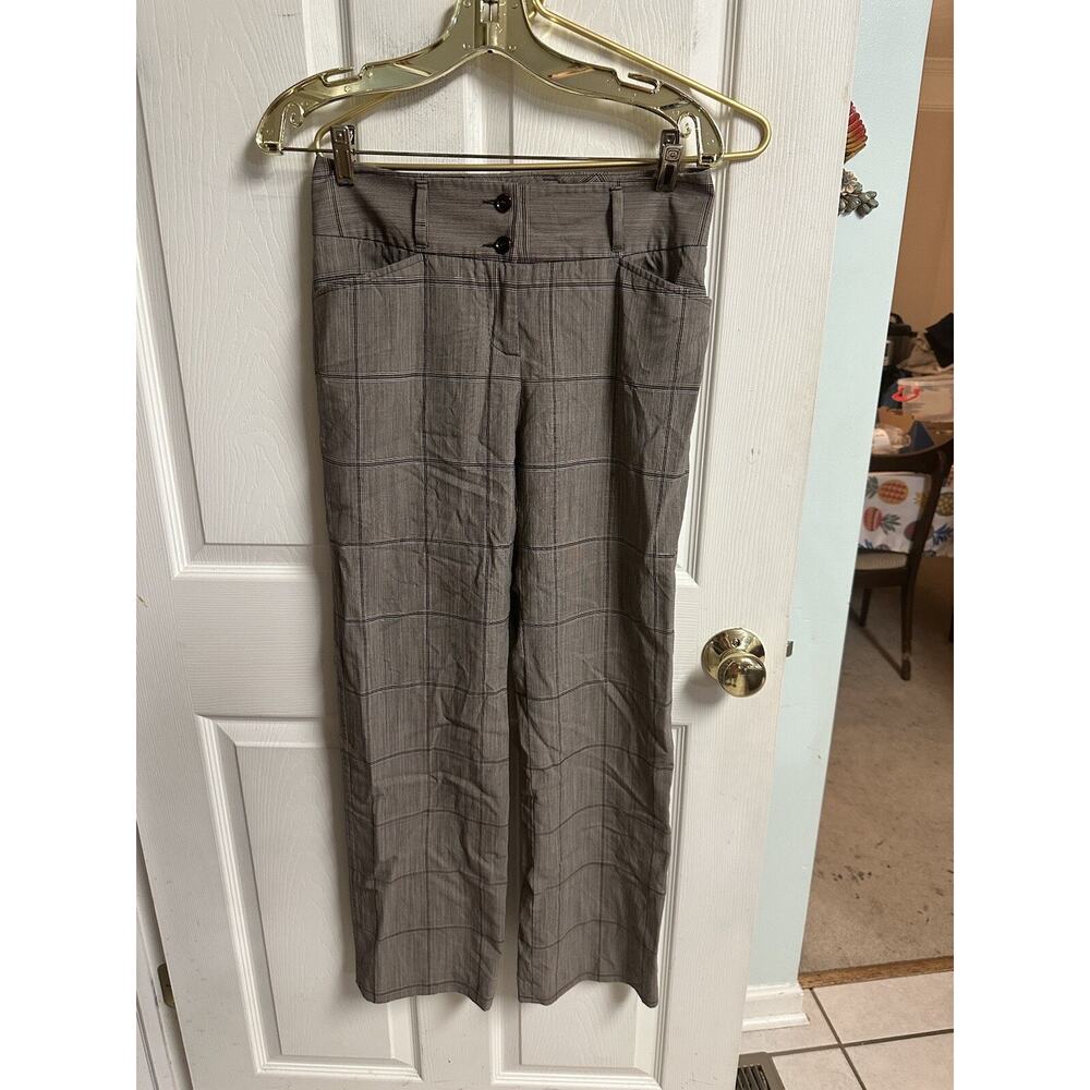 Dolce And Gabbana Wool Blend Pants Gray Brown Check Stripe Pants Y2K sz 40